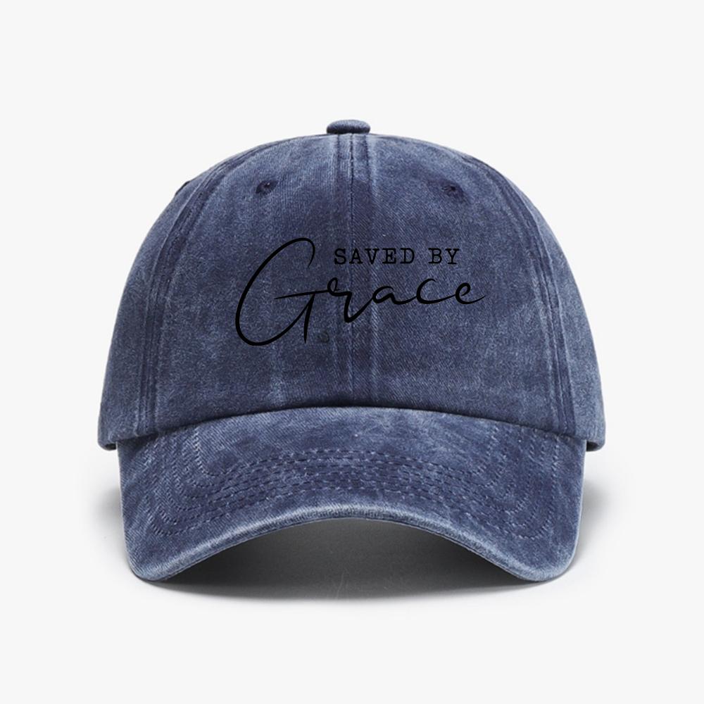 

Saved By Grace hat Women Religious Christian Bible Unisex Distressed Washed hats Casual Jesus Religion Faith Baseball Cap Adjustable