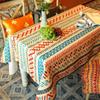 Vintage Boho Tassel Table Cloth Waterproof Cotton Linen Bohemian Tablecloth Patio Outdoor Wrinkle Free Table Protector Covers Wedding Party Home Decor