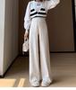 Tassel Rough Edge Knitted Pants Children's Autumn and Winter New High Waist Narrow Version Wide Leg Pants Lazy Drape Casual Straight-leg Pants