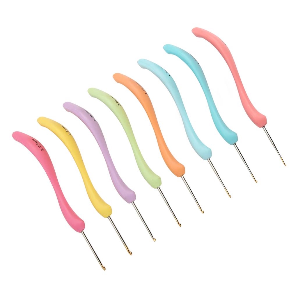 8pcs Crochet Hooks Ergonomic Design Iron Material Bend Handle Knitting Needles Set for Making