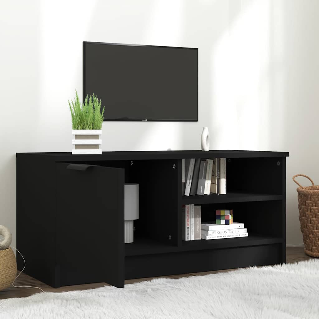 Vidaxl Szafka Pod Tv, Czarna, 80X35X36,5 Cm, Materiał Drewnopochodny