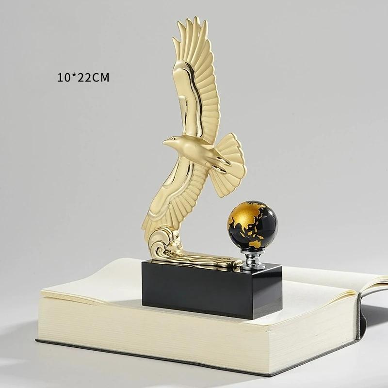 

Customized Golden Eagle Metal Trophy, Annual Meeting Awards Outstanding Employees Corporate Home Decor Honors Globe Crystal, 1pc