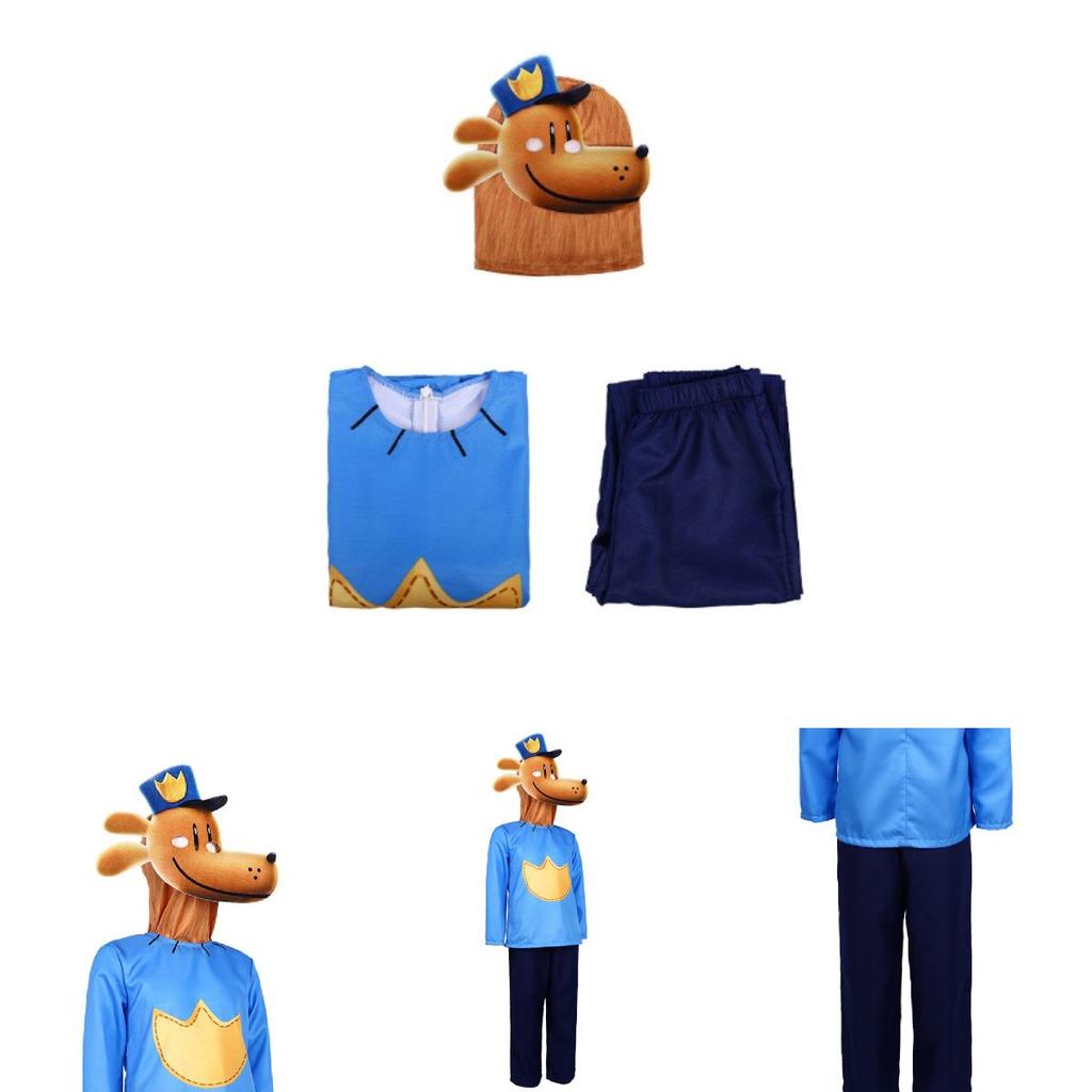 Çocuklar İçin Şık Köpek Adam Cadılar Bayramı Cosplay Kostümü Unisex Polyester Kumaş