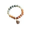 Youlian Natürliches Bodhi-Wurzel-Armband für Männer und Frauen mit Pfirsichholz-Lotus-Anhänger, Farbverlauf Einzelkreis Buddhistische Perlenarmband