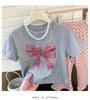 2024 Girls' Summer Bear Butterfly T-Shirt & Flared Pants Set