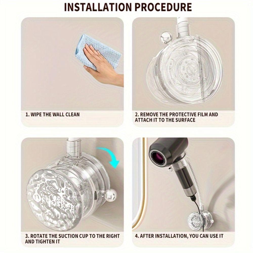 Suction Cup Hair Dryer Holder 360 Degrees Rotation Adjustable Universal Hairdryer Stand Hands Free Wall-Mounted Blower Bracket