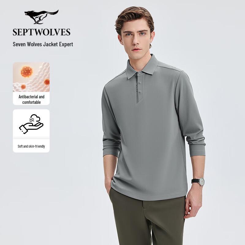 SEPTWOLVES Men s Brushed Waffle Long Sleeve Polo Shirt XXXXL