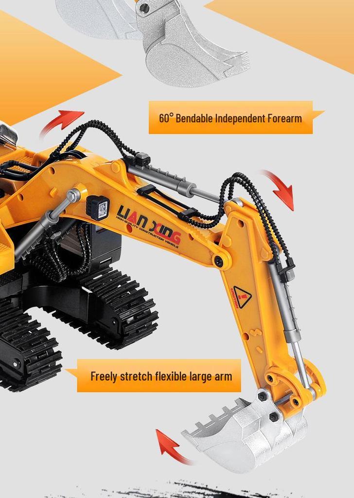 Children's Remote Control Excavator Toy - Large Electric Alloy Digger with Spraying Feature