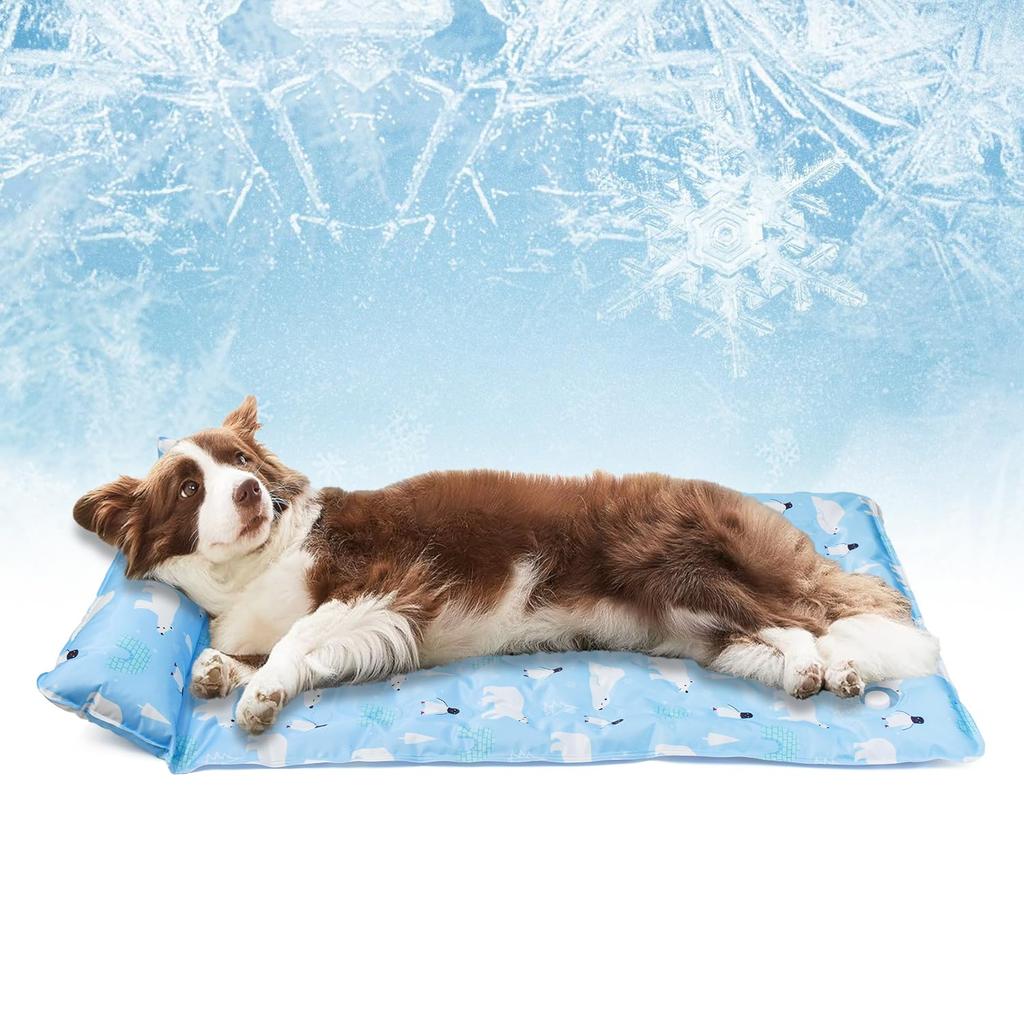 momokit Pet Cooling Mat Instant Cooling Gel for Dogs and 108 x 60 Summer Heatstroke Easy to Large [Includes & Pillow] Cats, cm, Bed, Foldable,