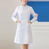 Women's Fashion Bias Lapel Standing Neck Long Sleeve Solid Color  Uniform Dresses