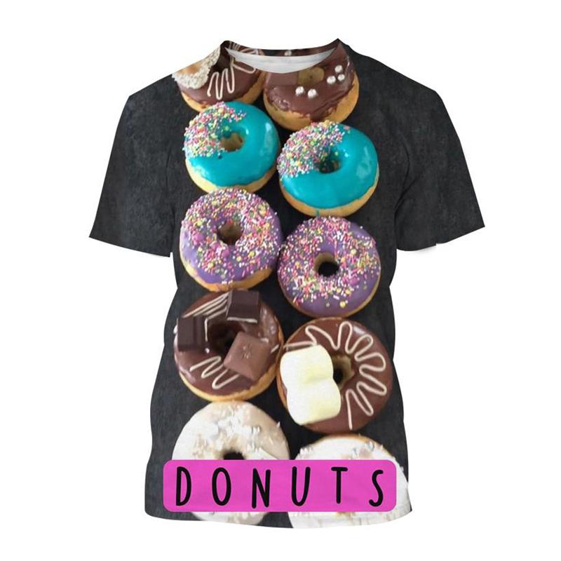 Cute Donuts 3D Print T-shirt Chocolate Donut Food Graphic T Shirt For Men Harajuku
