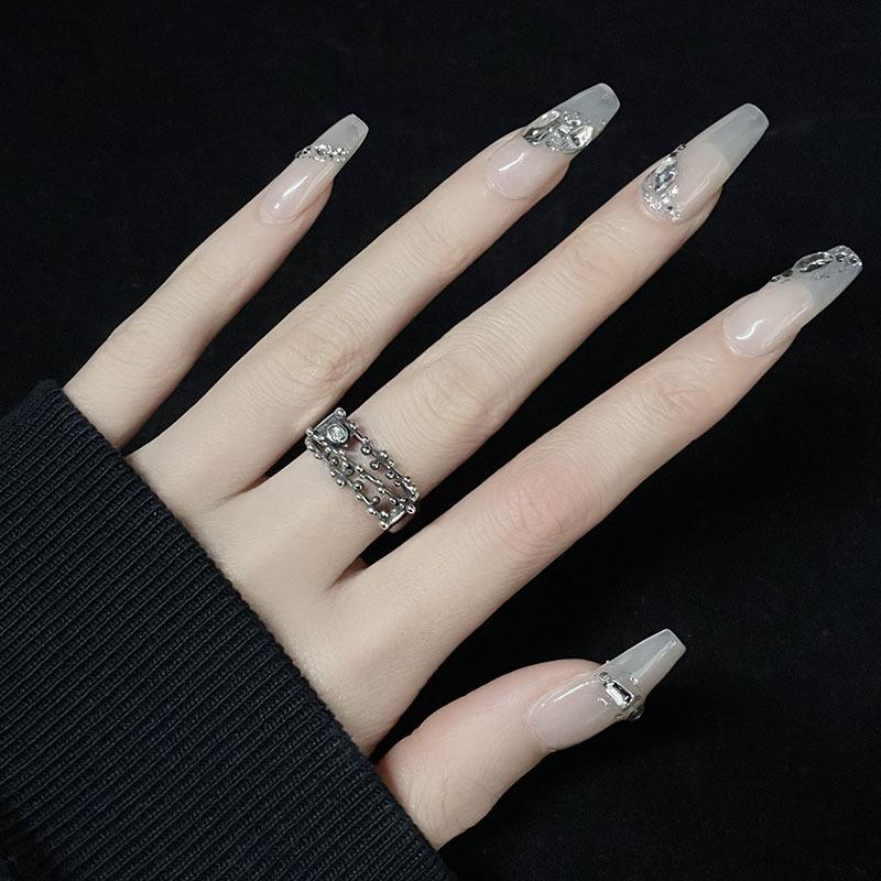 Moonstone French Fashion Exquisite Gemstone Open Ring Niche Design Personality High Sense Retro