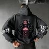 Felpa con cappuccio da uomo Demon Slayer Kamado Nezuko Anime Primavera Autunno Inverno Ragazzo Harajuku Manica lunga Outfit Genitore-Figlio