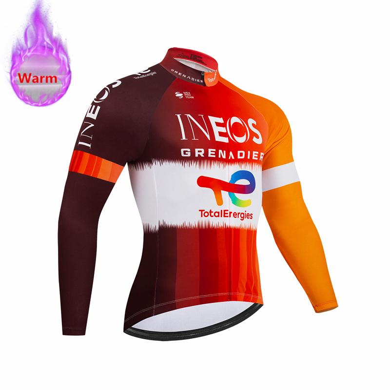 Ineos Team Winter Long Sleeve Thermal Fleece Cycling Jersey Set Bib Pants Ropa Ciclismo Bicycle Clothing MTB Bike Jersey Uniform