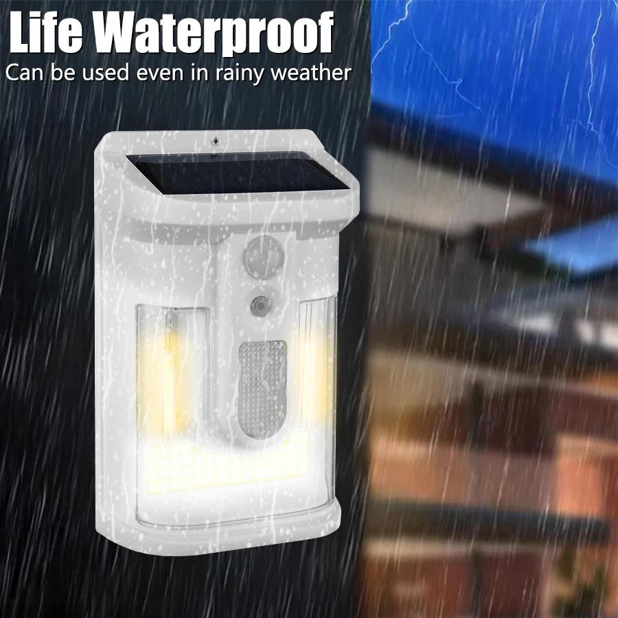 LED Outdoor Solar Wall Light Tungsten Filament Garden Lamp with Motion Sensor Night Lamp 3 Modes Solar Light for Courtyard Fence