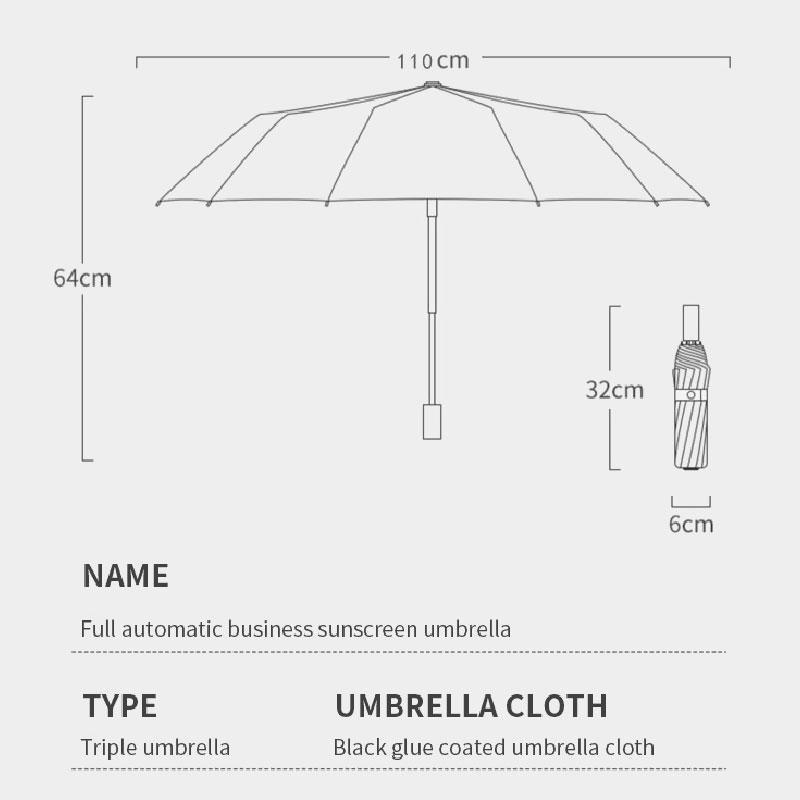 Reinforced 12-Bone Umbrella, Men's Business Strong And Durable Wind-resistant Umbrella, Anti-UV Sunscreen Umbrella Women's Sunny