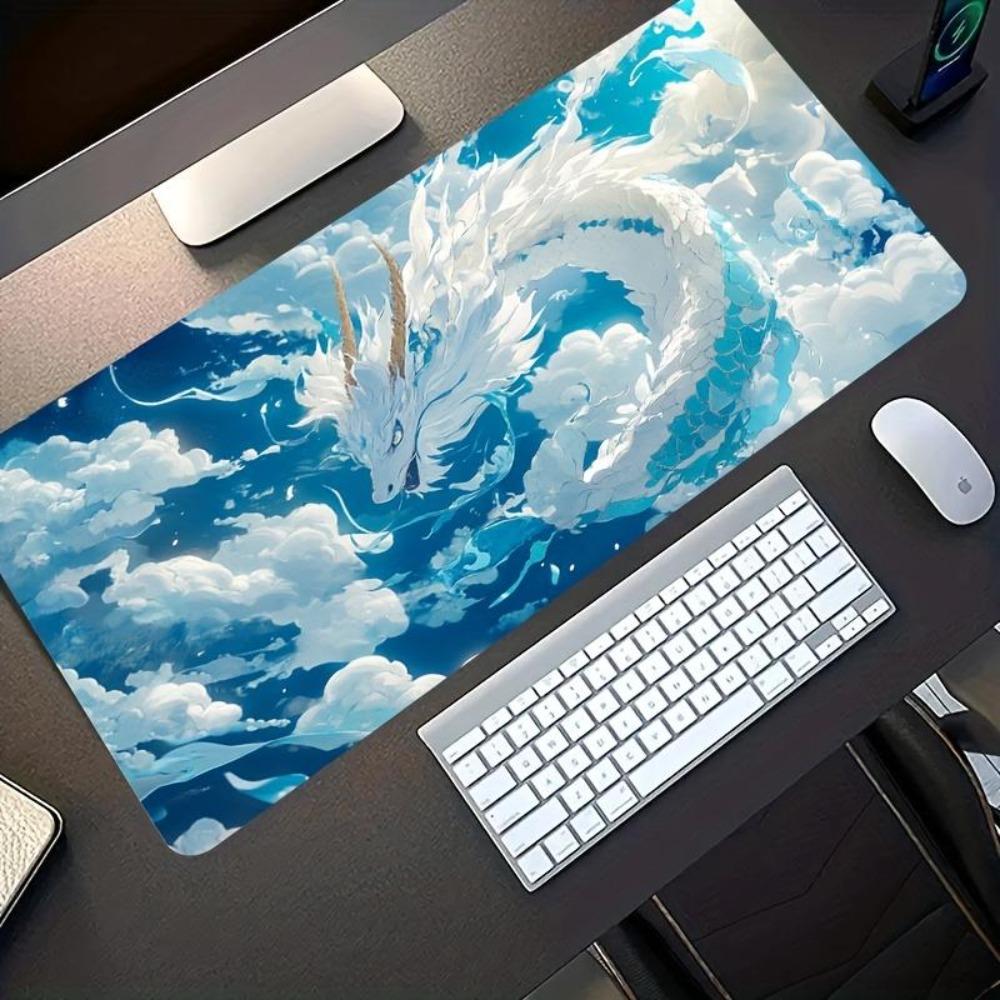 Cloud White Dragon Large Game Table Mat Made Of Natural Rubber Material Accesorios Escritorio Podkladka Pod Myszke