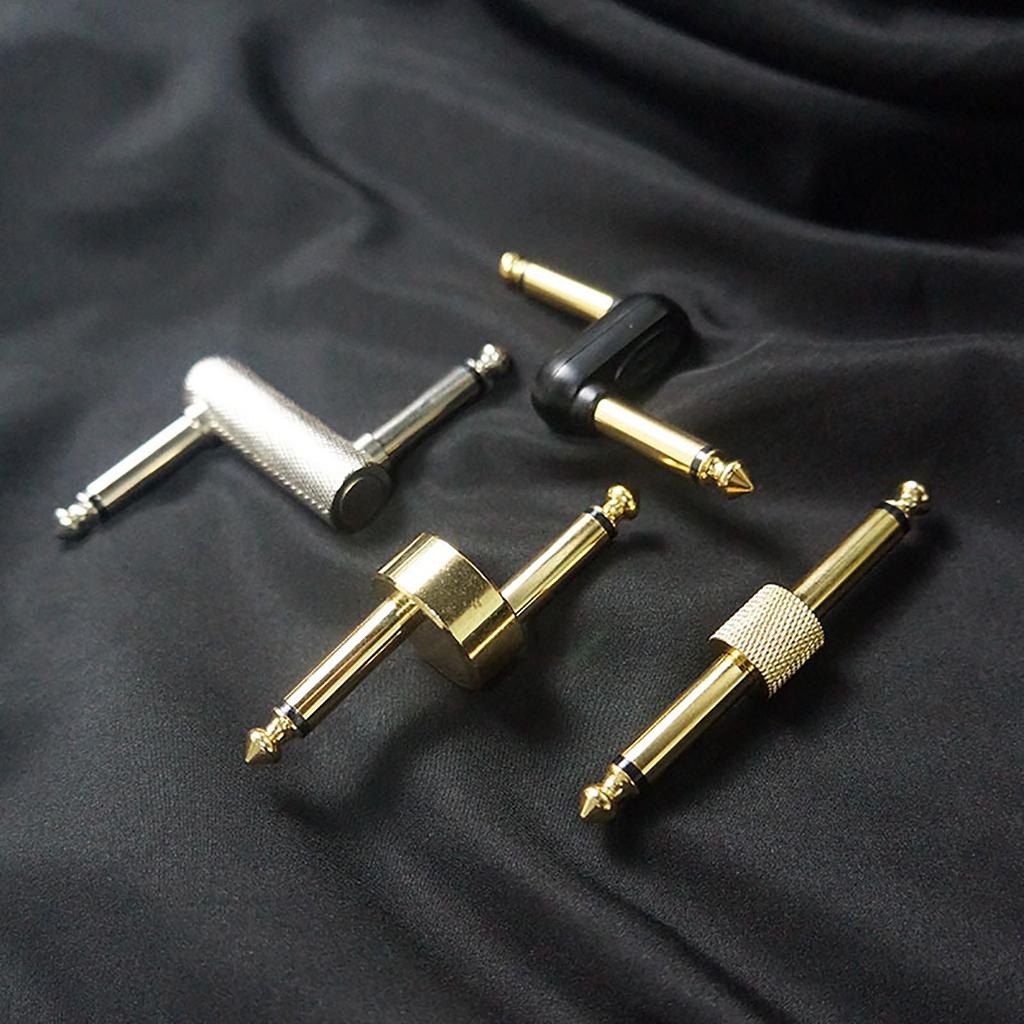 4Pcs Guitar Pedal Effects Patch Connector Coupler Male to Male Offset Plug Adaptor 6.35mm to 6.35mm Adapter Converter