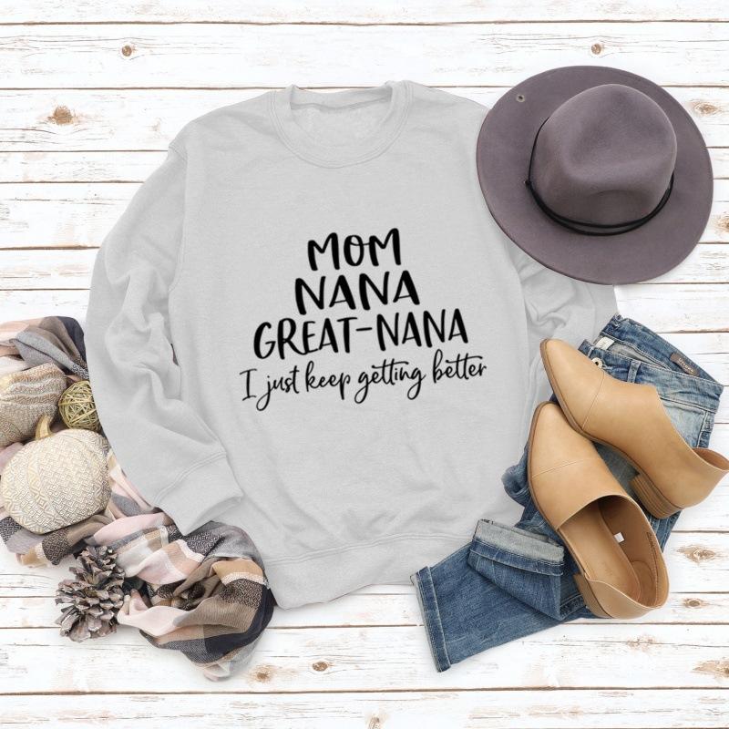 TOP MOM NANA GREAT NANA European and American alphabet fashion crew neck long-sleeved sweater independent station