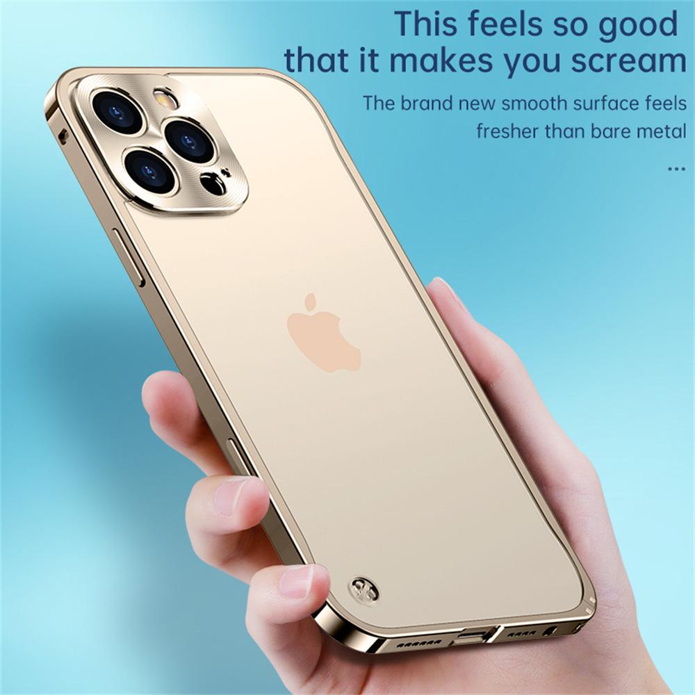 For iPhone 16 Pro Metal Clear Case Safety Lock Matte Anti-Fingerprint Back Cover