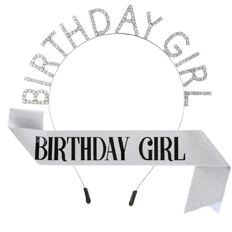 Sparkly Tiaras Birthday Girl Headband Sash Set Sparkling Tiaras Hair Hoop