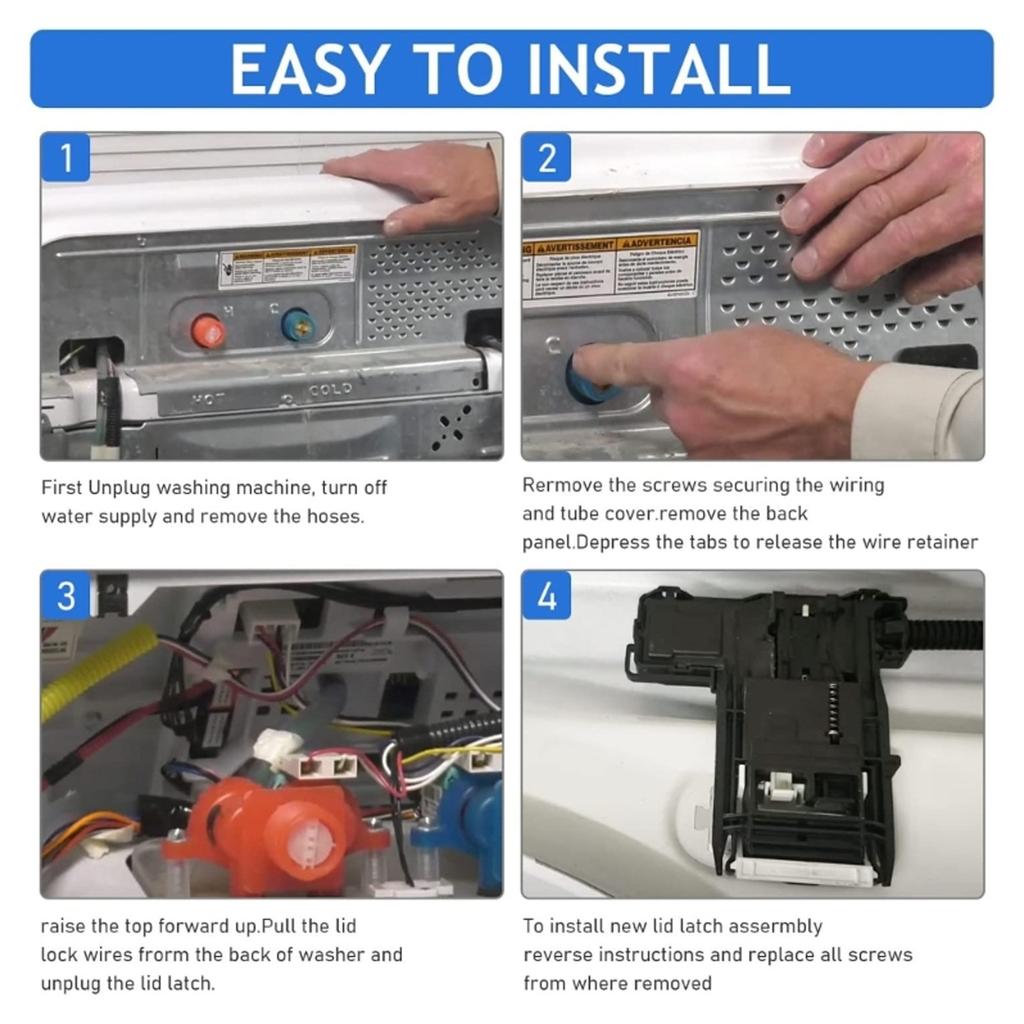 Riegelbaugruppe Langlebig W10838613 W11253733 ATW4675EW0 Waschmaschine ABS Reparatur Heimzubehör Waschmaschinen-Deckelverriegelungsschalter