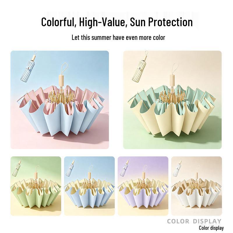 Dual-Use Windproof Large Umbrella: Colorful, Thickened, Anti-UV, Sunshade for Women—Perfect for Rainy & Sunny Days