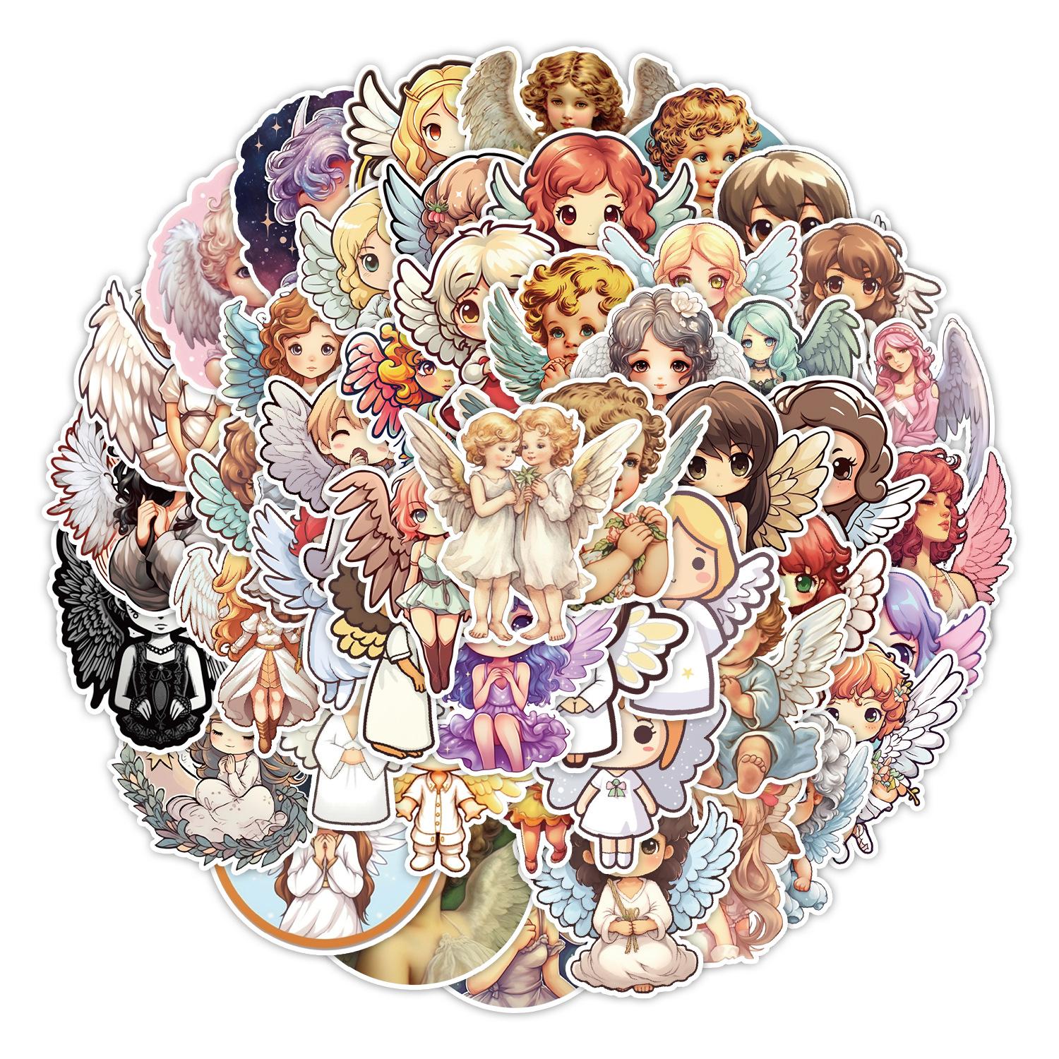 

50 Cute Cartoon Angel Graffiti Stickers Suitcase Water Cup Computer Decoration Stickers Waterproof Creative Stationery Stickers