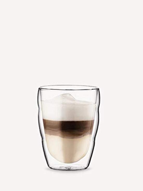 BODUM Pilatus Double-Wall Glass Tumbler, 250ml, Set of 2, Insulates Hot or Cold Drinks, Double-Walled, Heat-Resistant, Microwave, Oven, Dishwasher,