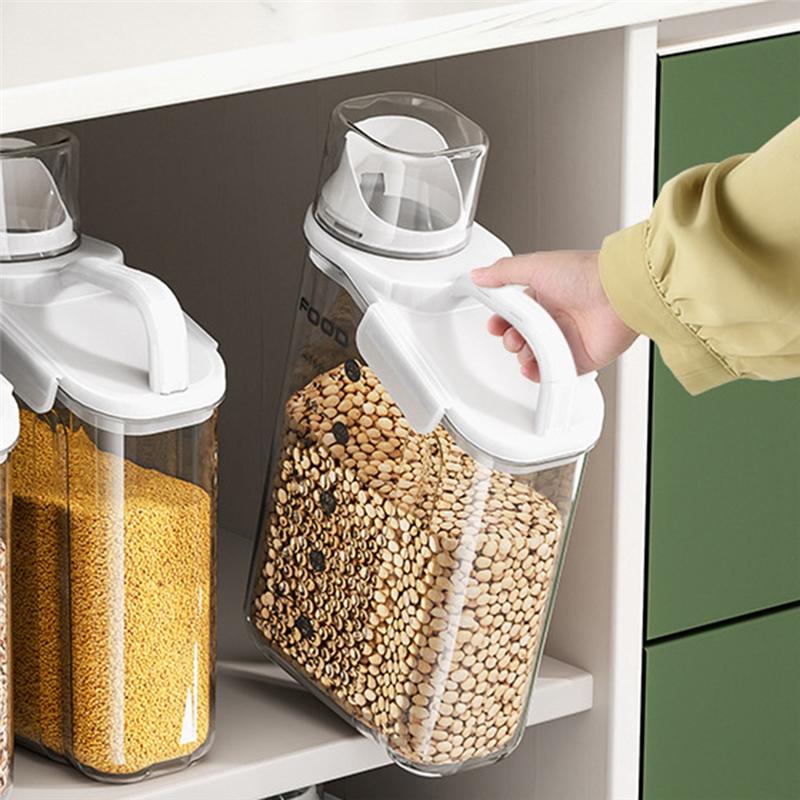 

ABWR-With Scale Kitchen Cereals Storage Box Cereals Sealed Jar Food Container Moisture-Proof Grain Tank Insect Proof