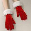 Christmas Short Decorative Gloves with Red Fur Cuff Festive Holiday Costume for Adults