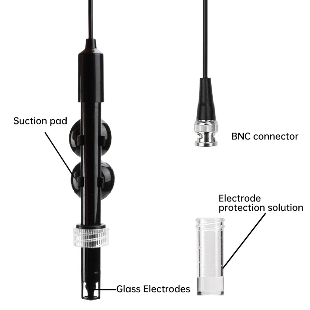 Non-rechargeable PH Electrode Probe BNC Connector for PH Tester Hydroponic Monitor PH Controller For Aquariums, Hydroponics, Etc