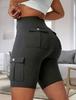 Breathable Butt-Lifting Button Pocket Yoga Shorts Slim-Fit Base Layer Pants
