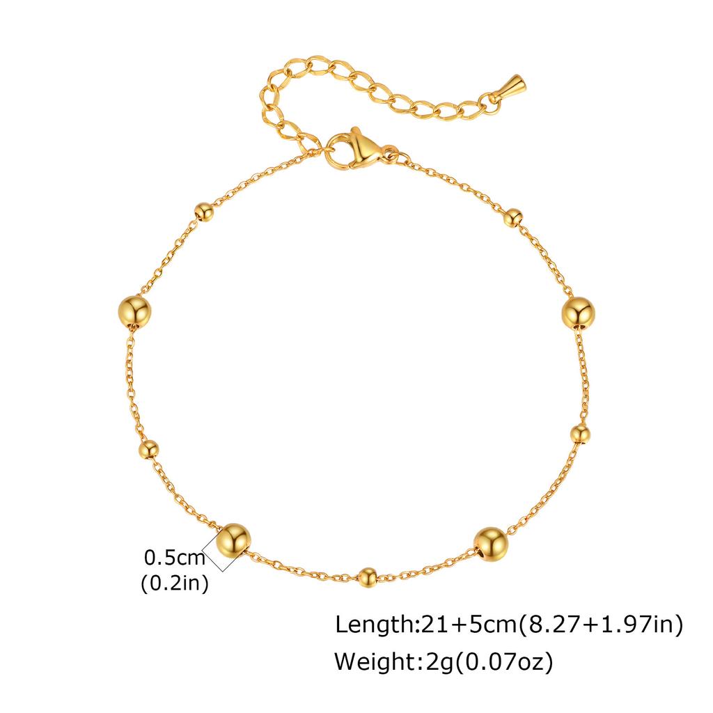 Vnox Stainless Steel Small Beads Anklets, Simple Gold Color 21-26cm Adjustable Chain Foot Bracelet, Fashion Jewelry Gifts