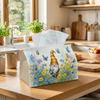 1pc Watercolor Garden Gnome Tissue Holder - A Versatile Napkin Dispenser Crafted from Sturdy Polyester, Featuring a Design of Blue Butterfly Meadow Fo