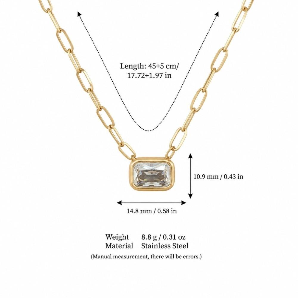 Multi Zircon Paperclip Necklace Adjustable Layered Necklace Set Y-Shaped Chain Necklace for Women A