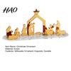 Modern Acrylic Craft Christmas Ornament, Mirrored Golden Silhouette Scene, Decorative Reusable Holiday Display Desktop for Living Room Fireplace