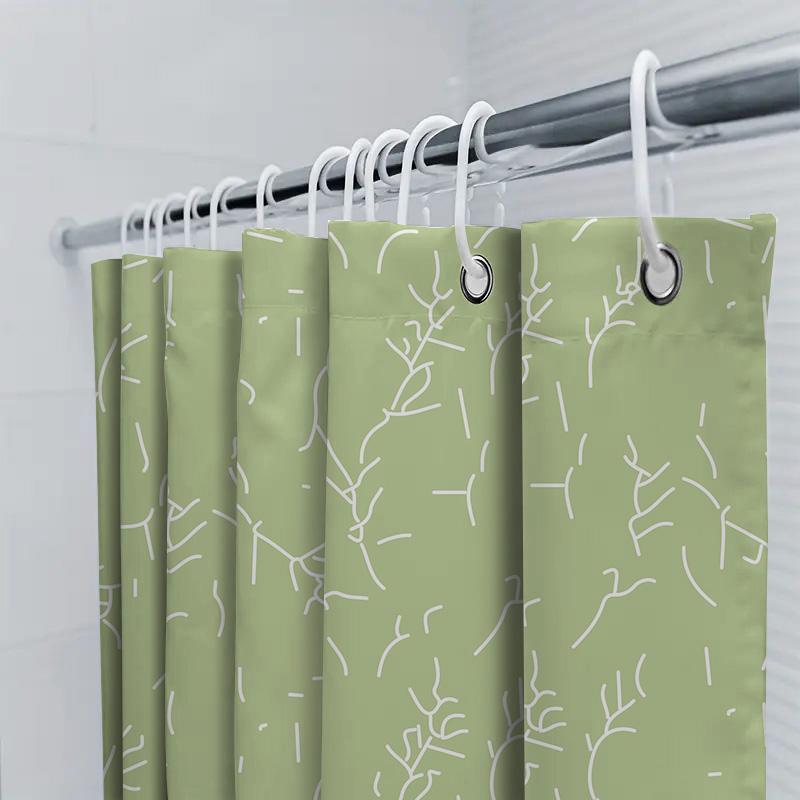 Modern Bathroom Decorgreen White Tree Branch Shower Curtain Waterproof Home Decoration With Hook Rings Perfect Gift For Bathroom