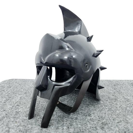 Helm Tragbar Gladiator Römisch Maximus, Gestachelter Stahl Mittelalter Kostüm LARP Cosplay Sammlerstück Geschenk