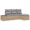 VidaXL Ensemble de Canapés de Jardin 4 Pièces avec Coussins Beige Rotin Poly Acacia 3348061