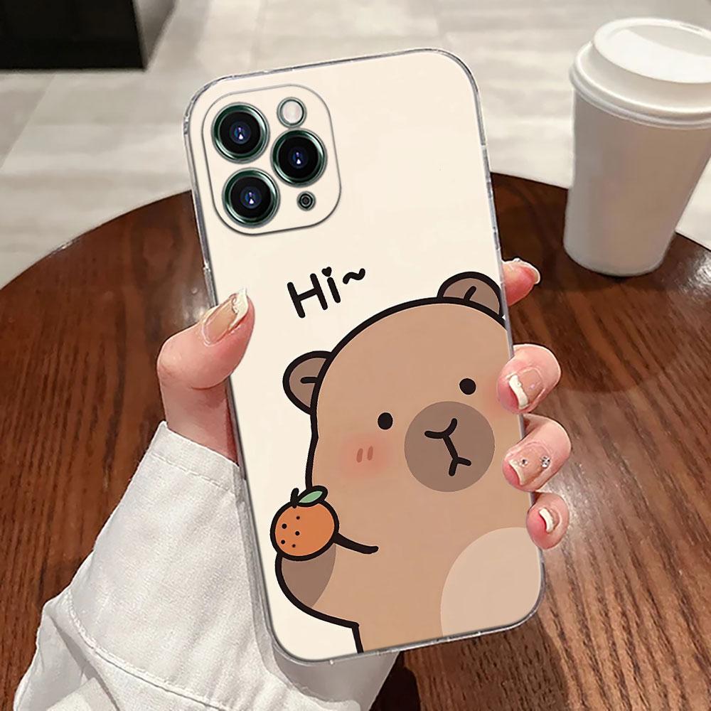 Capybara Cute Transparent Case For Apple iPhone 17 16 15 14 13 12 11 Pro Max 16 Plus 16E 17Air 17Pro Phone Cover Silicone Funda