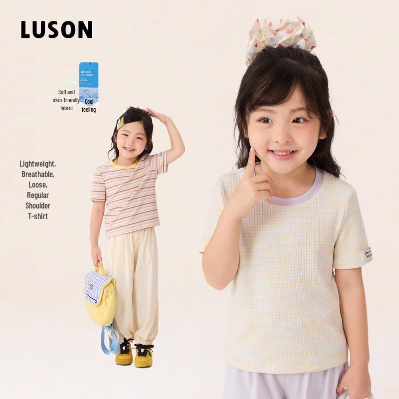 Полосатая футболка с коротким рукавом для девочки LUSON 140