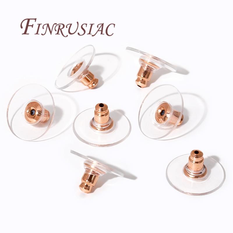 50Pcs/Lots Earring Backs For Studs 14K Gold Plated Rubber Ear Backs Stopper Ear Nut For DIY Earring Jewelry Making Accessories