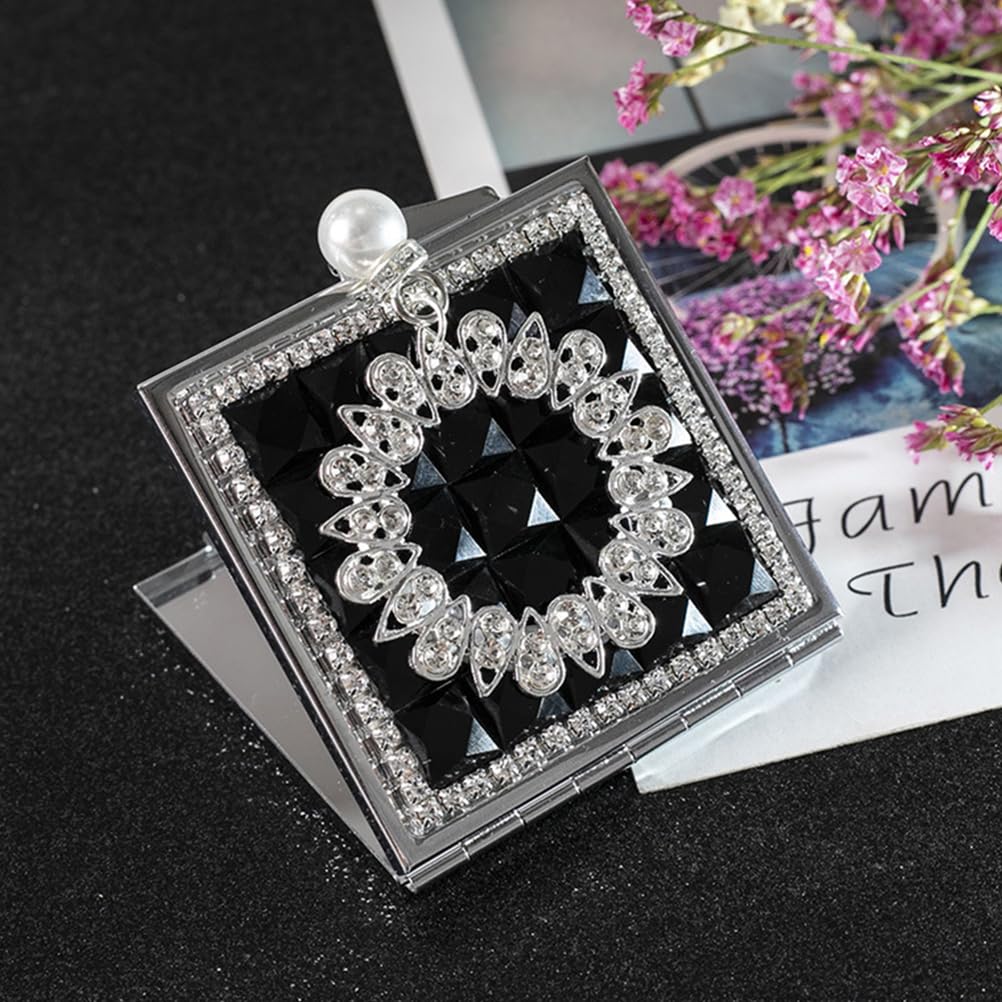 BESTOYARD Handheld Compact Folding Makeup Actress Small Mini Pocket Folding Makeup Black Mirror, Sparkly, Portable, Compact, Stylish, Mirror, Mirror,