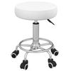 Salon Stool, Height-Adjustable, Faux Leather, Up To 110 Kg, Diameter 42x50-64H Cm, White