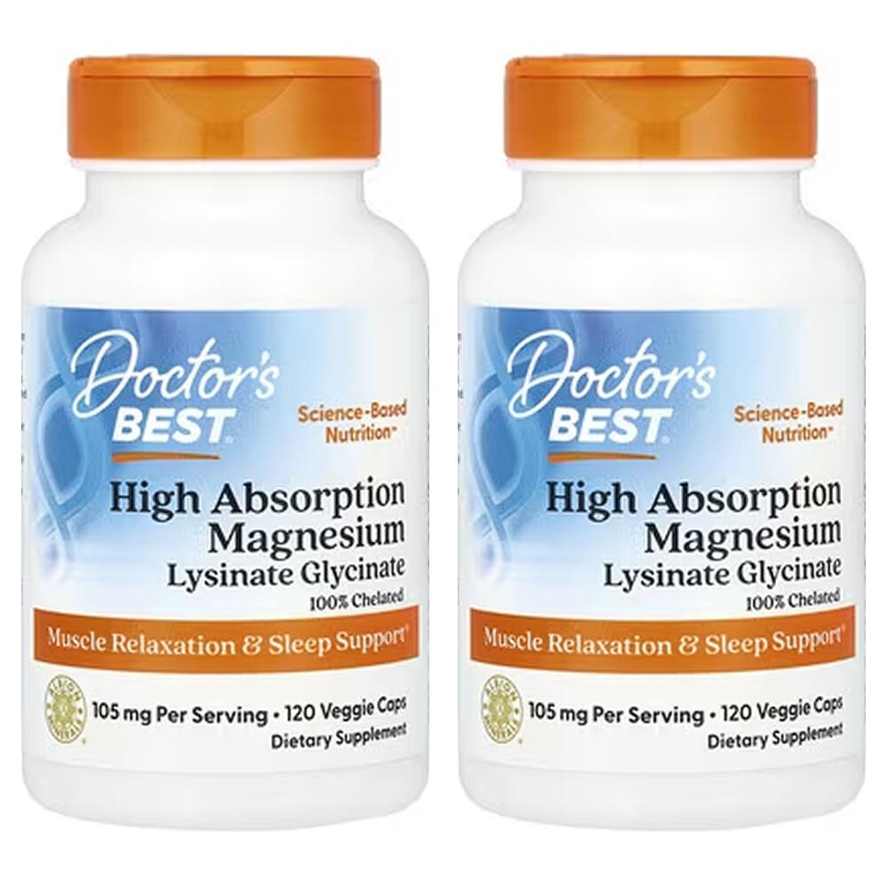 

Doctor s Best High Absorption Magnesium 105mg Capsules (52.5mg per capsule), 120 Counts, 2-Pack 120 pcs - 2 ea
