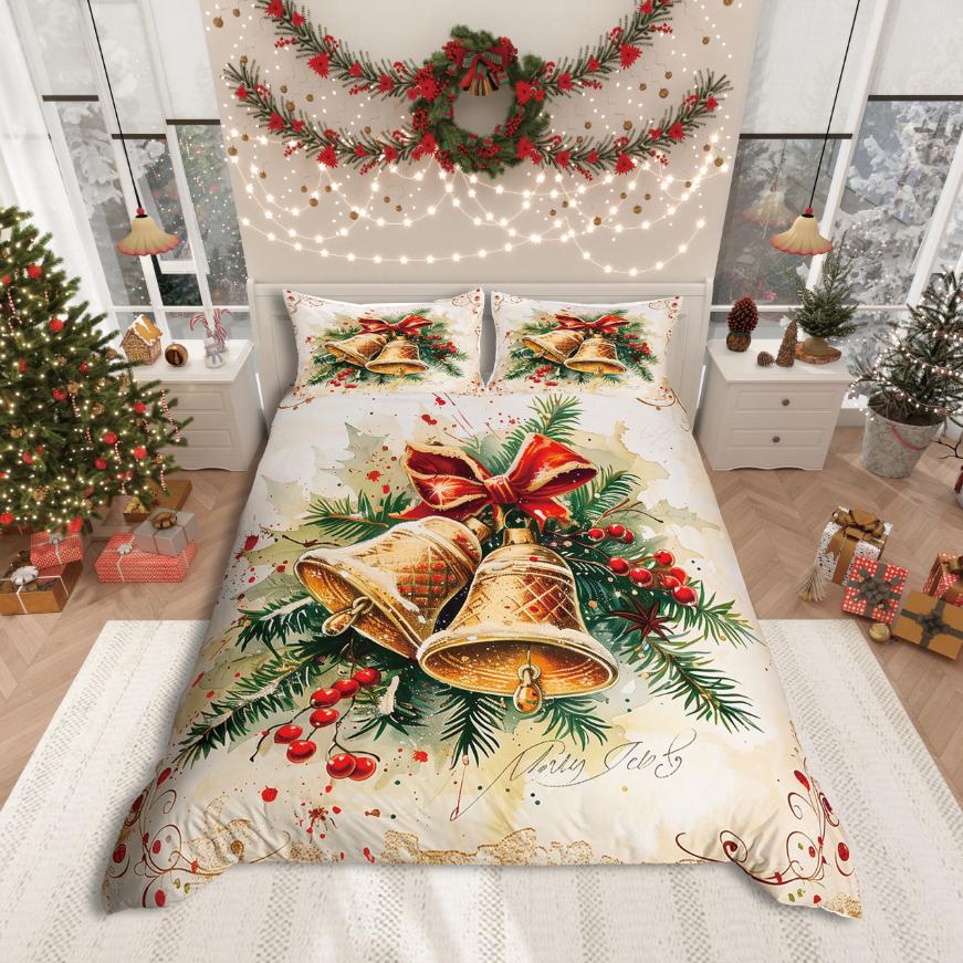 Homewish Merry Christmas Duvet Cover SetFestival Xmas For Girls Bedding SetHappy New Year Decor