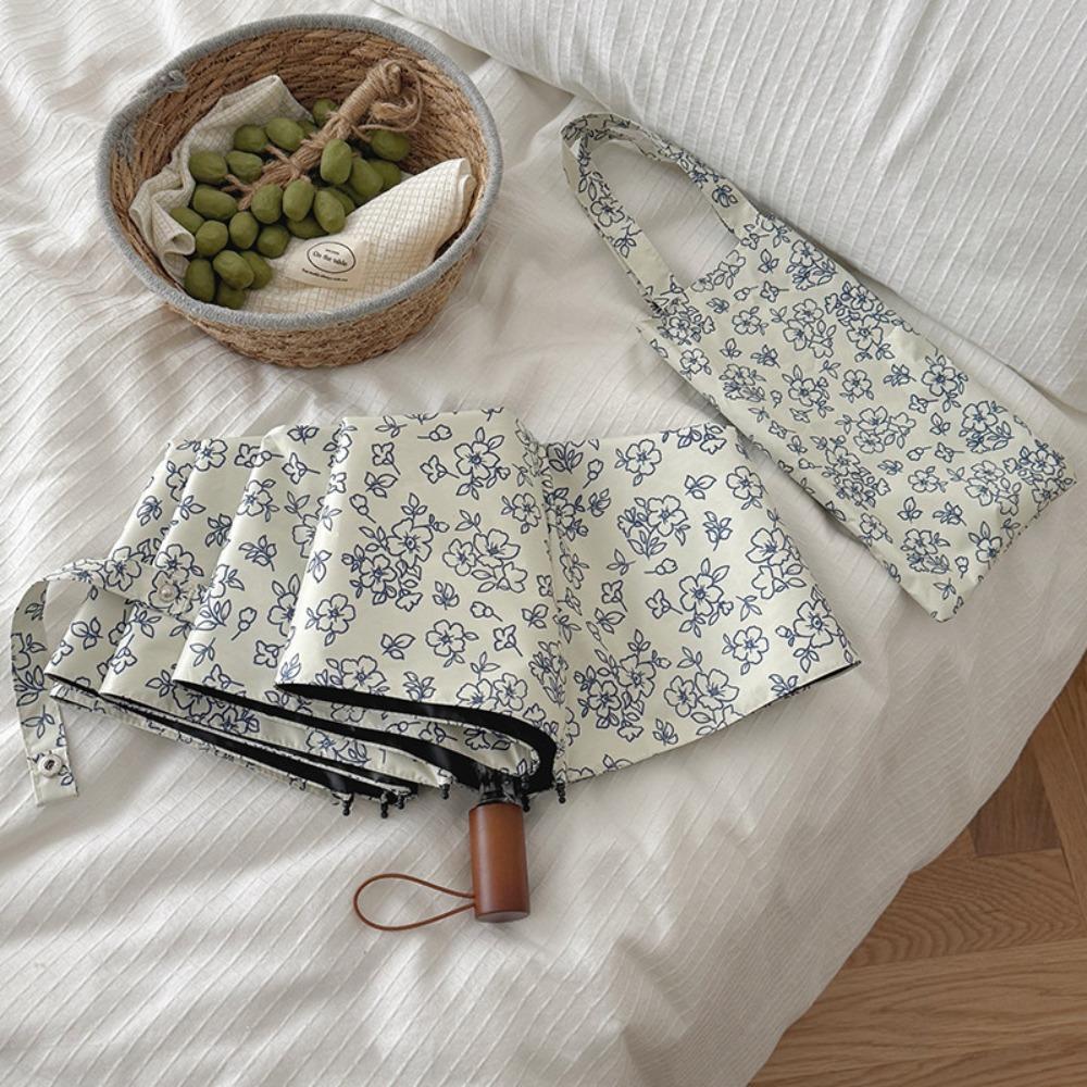 

UV Protection Retro Floral Umbrella Sun Protection Dual-Purpose Umbrella Rainy Day Ordinary