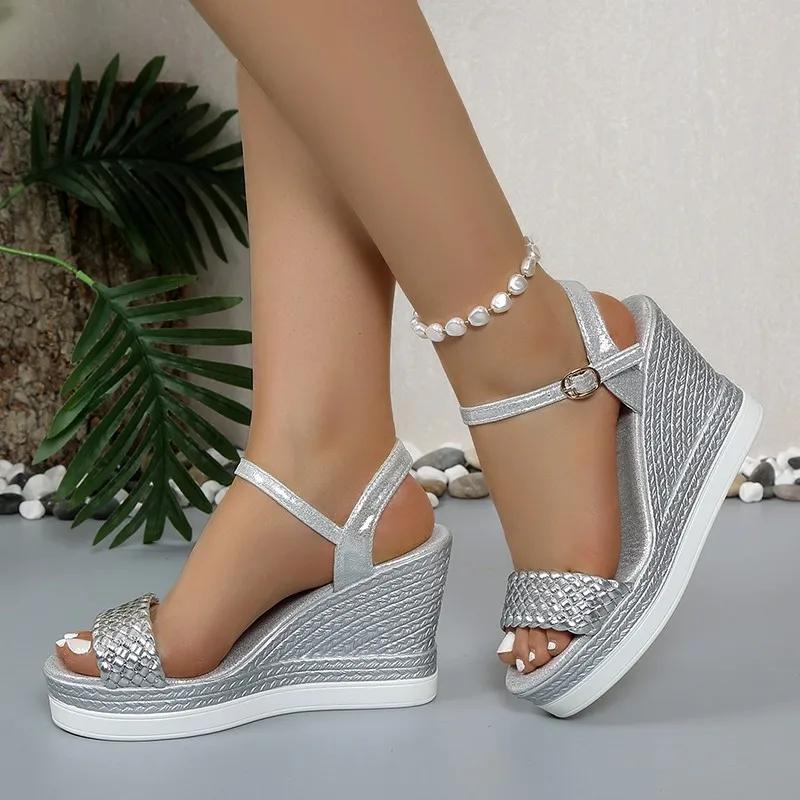Fashion 2024 Women's Summer Wedge Sandals Thick Sole Sandals with Open Toe Thick Sole Casual Shoes Sandals
