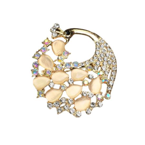 Brosche Retro-Stil Rundes Florales Design Reversnadel mit gefälschtem Opal eingelegt Pullover Kragen Hüte Taschen Mäntel Schals Abzeichen Outfit-Accessoire